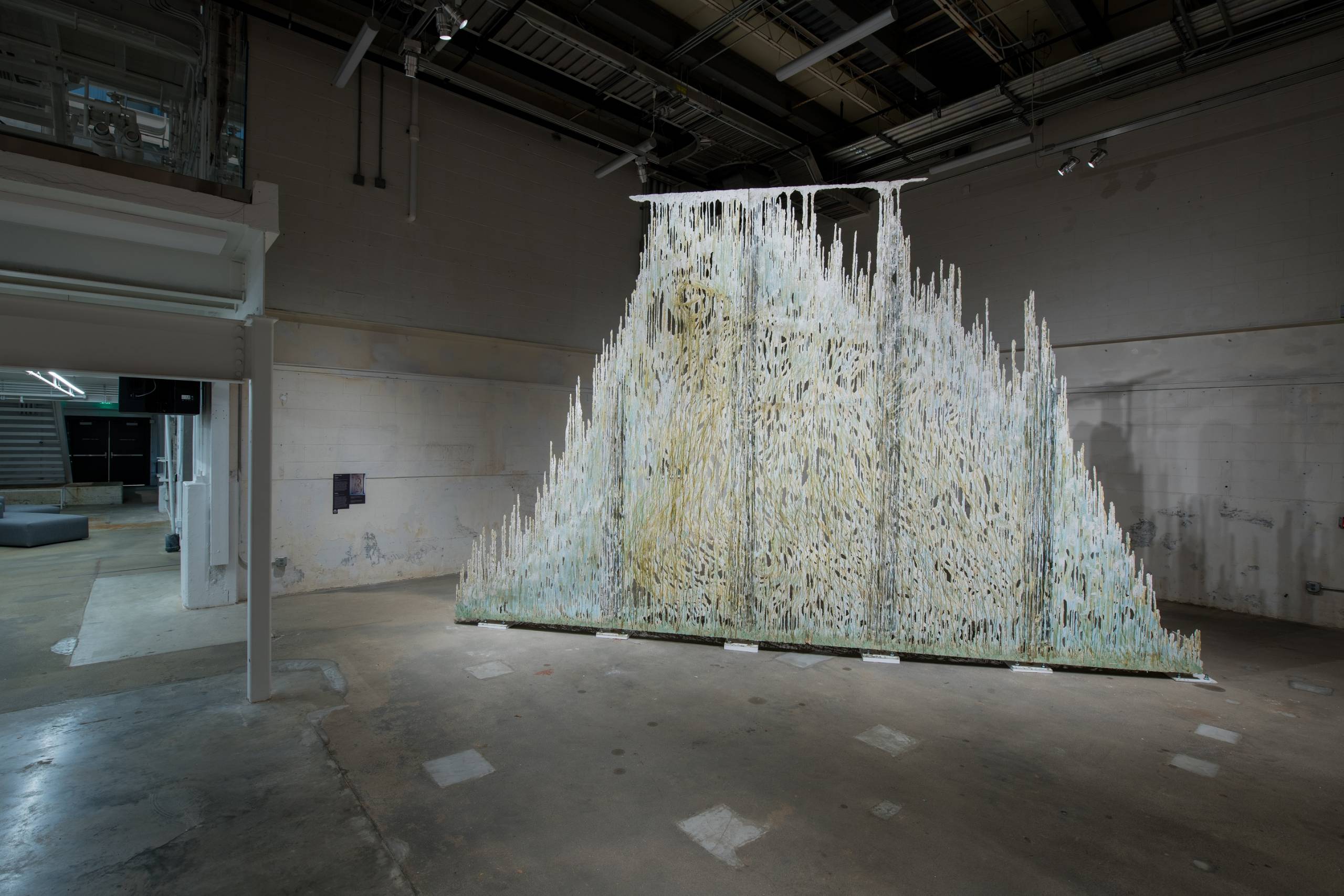 a tall, freestanding work in the Momentary gallery that looks like a mountain that is melting