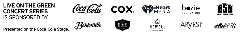 LOTG_2025_SponsorLockup_mono_LOTG_24_SponsorLockup_2000x282px (1) Live on the Green concert series sponsor banner with Coca-Cola, Cox, iHeart Media, and local partners logos
