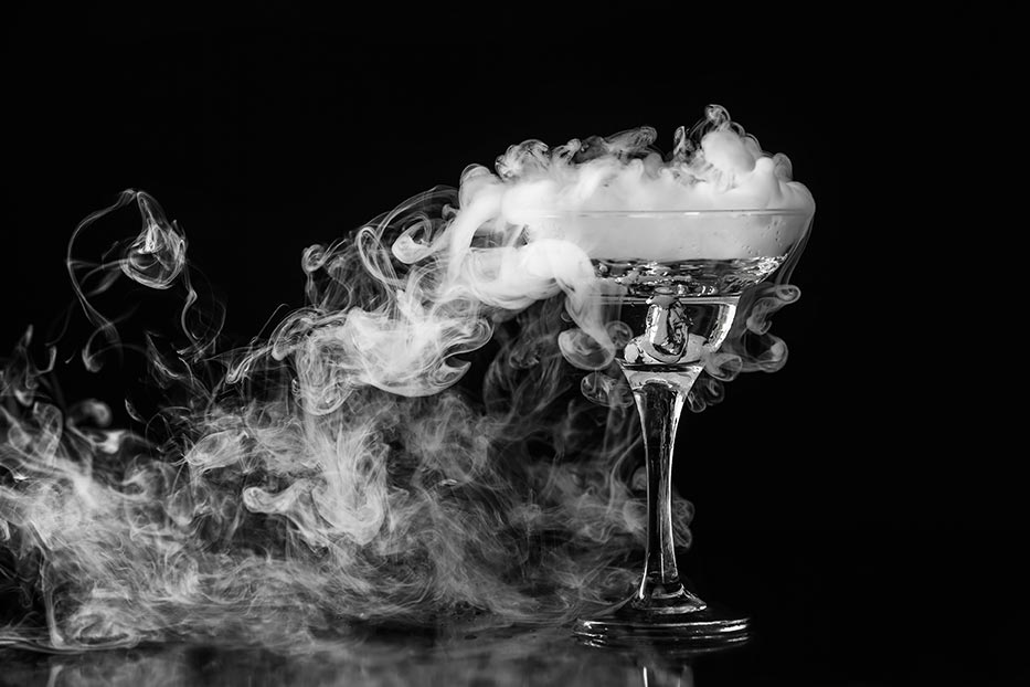 Martini glass with smoke