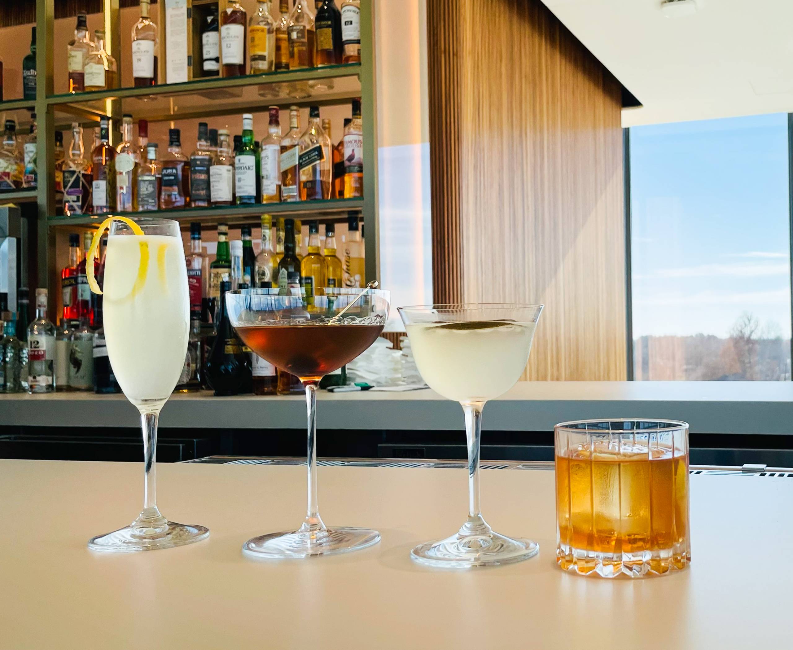 four cocktails in the tower bar