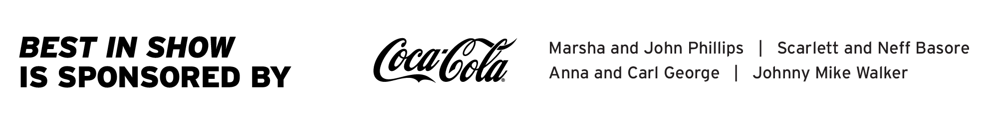 Sponsorship for Best in Show featuring Coca-Cola and various individuals.