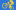 Yellow silhouette of person jumping on bicycle against blue background.