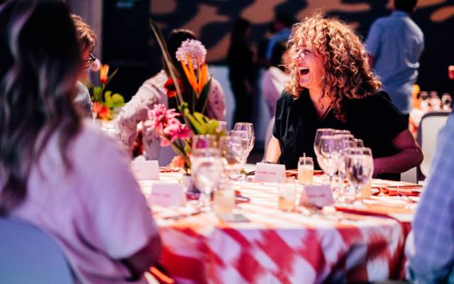 People enjoying a meal at the Momentary