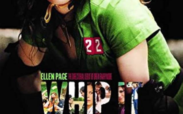 Movie poster for Whip It featuring a young woman in green roller derby gear with number 22.