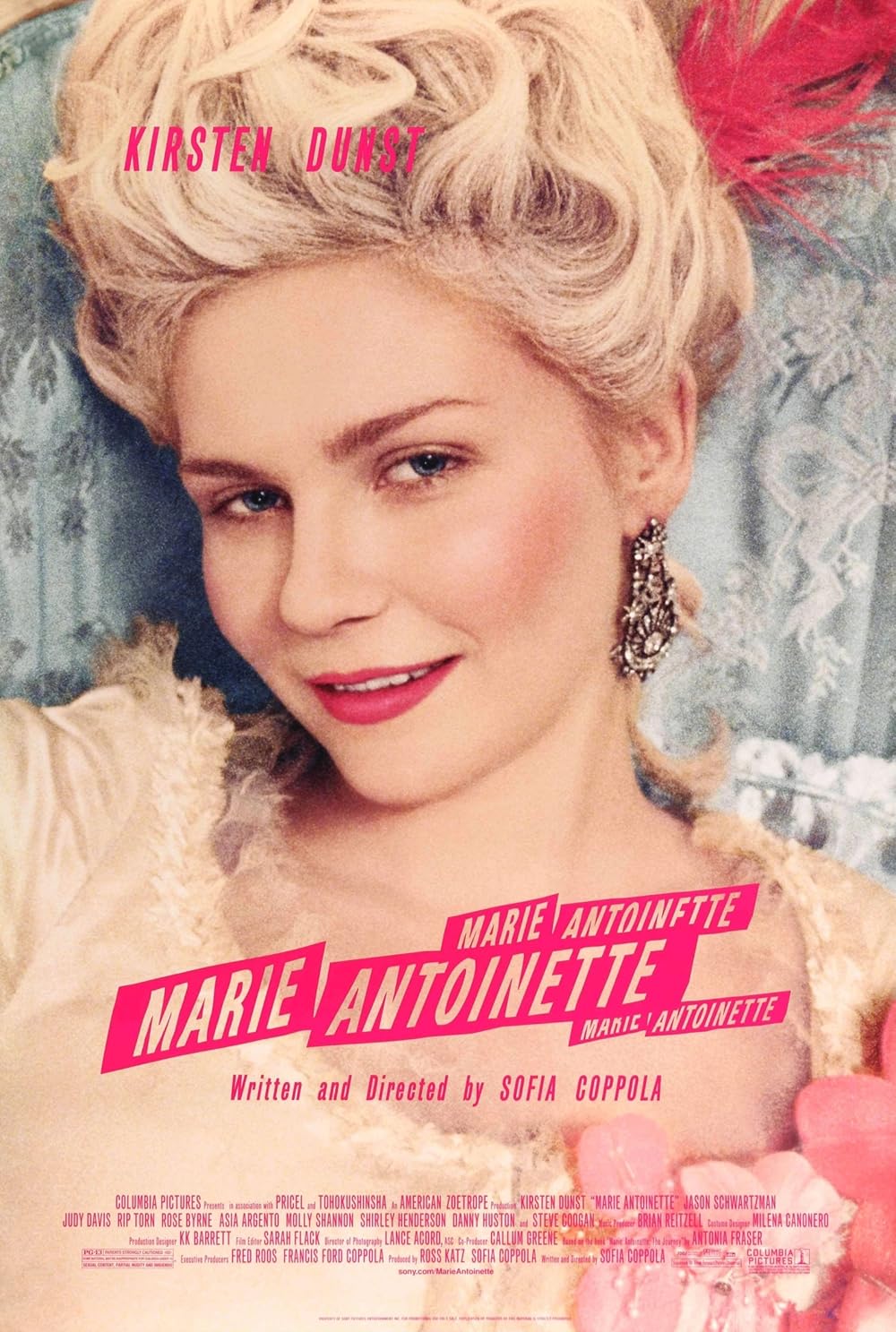 Poster of the film Marie Antoinette featuring Kirsten Dunst in 18th-century attire and hairstyle