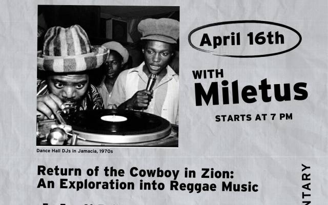 Black and white photo of 1970s Jamaican Dance Hall DJs for a reggae listening party event.