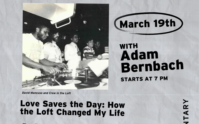 Listening party event flyer featuring David Mancuso and Crew, March 19th, 7 PM at The Momentary.