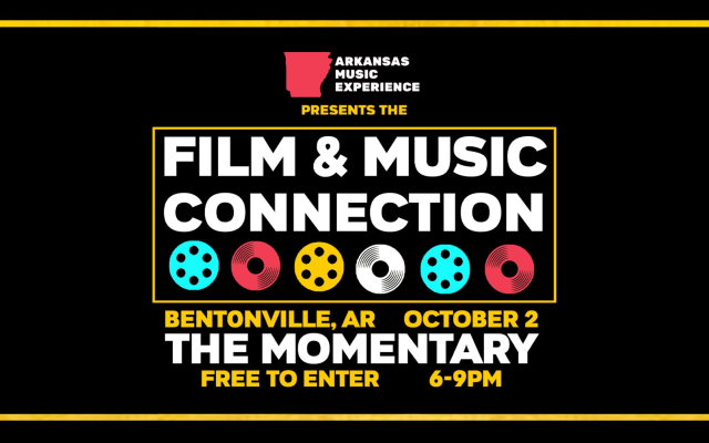 Poster advertising Film & Music Connection event in Bentonville, AR at The Momentary.
